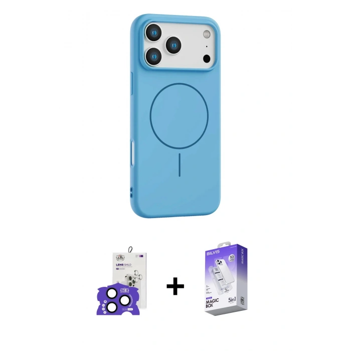 MARSİLYAN™- iPhone 17 Pro Max Kılıf Yankı Form Serisi - Siyah Bilvis 5in1 3D Magic Cam Ekran Koruyucu + Bilvis Titan Kamera Lens - LT