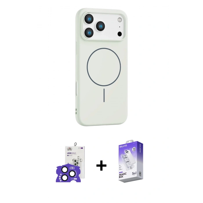 MARSİLYAN™- iPhone 17 Pro Max Kılıf Yankı Form Serisi - Siyah Bilvis 5in1 3D Magic Cam Ekran Koruyucu + Bilvis Titan Kamera Lens - LT