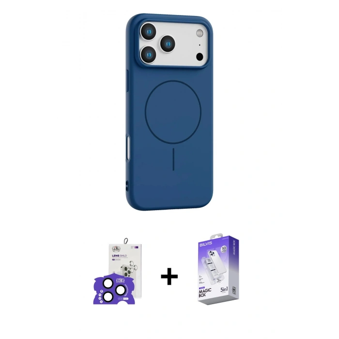 MARSİLYAN™- iPhone 17 Pro Max Kılıf Yankı Form Serisi - Siyah Bilvis 5in1 3D Magic Cam Ekran Koruyucu + Bilvis Titan Kamera Lens - LT