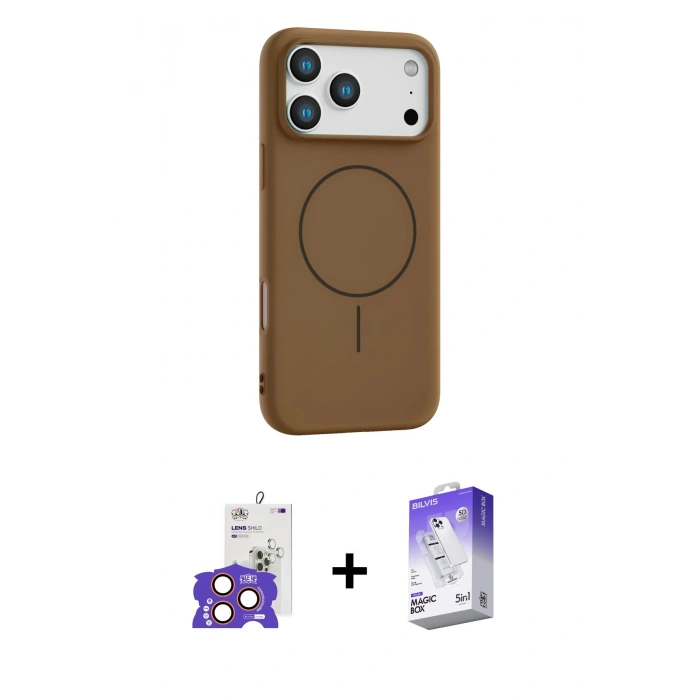 MARSİLYAN™- iPhone 17 Pro Max Kılıf Yankı Form Serisi - Siyah Bilvis 5in1 3D Magic Cam Ekran Koruyucu + Bilvis Titan Kamera Lens - TU