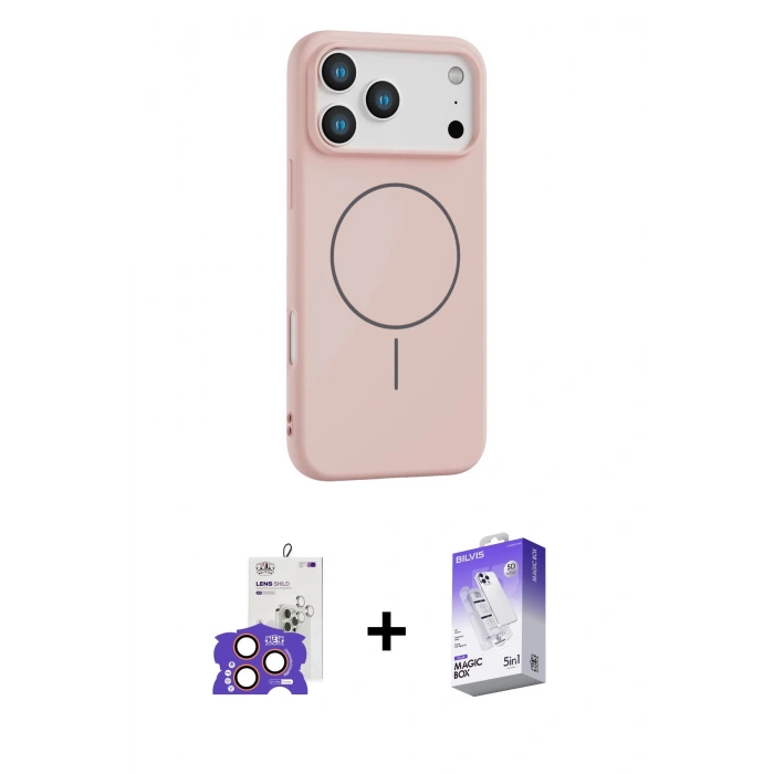 MARSİLYAN™- iPhone 17 Pro Max Kılıf Yankı Form Serisi - Siyah Bilvis 5in1 3D Magic Cam Ekran Koruyucu + Bilvis Titan Kamera Lens - TU