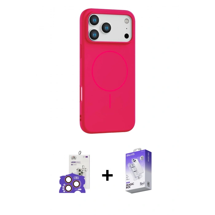 MARSİLYAN™- iPhone 17 Pro Max Kılıf Yankı Form Serisi - Siyah Bilvis 5in1 3D Magic Cam Ekran Koruyucu + Bilvis Titan Kamera Lens - TU