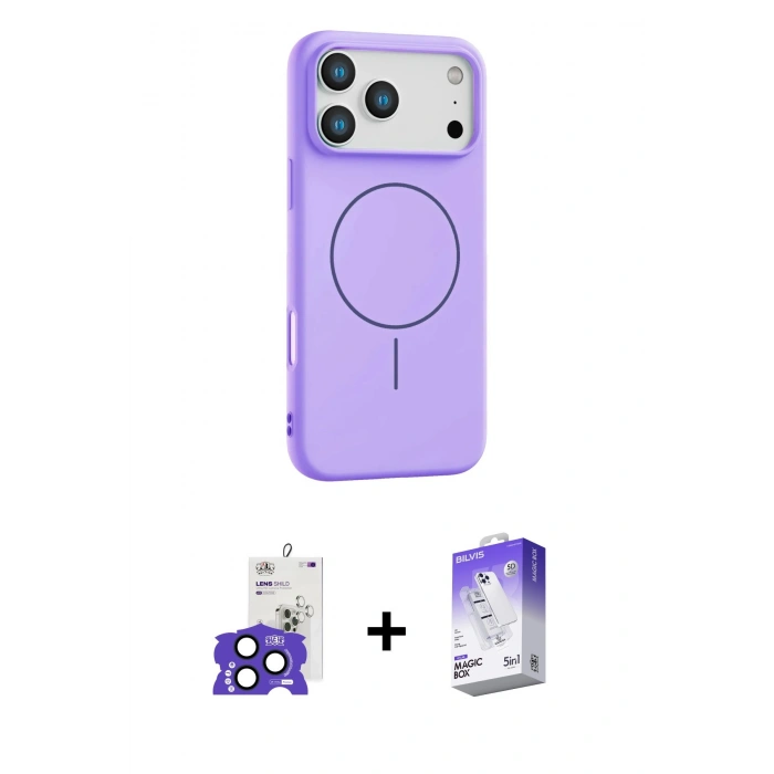 MARSİLYAN™- iPhone 17 Pro Max Kılıf Yankı Form Serisi - Siyah Bilvis 5in1 3D Magic Cam Ekran Koruyucu + Bilvis Titan Kamera Lens - LT