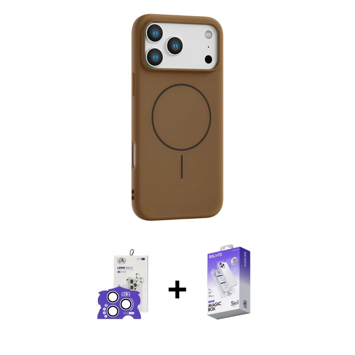 MARSİLYAN™- iPhone 17 Pro Max Kılıf Yankı Form Serisi - Siyah Bilvis 5in1 3D Magic Cam Ekran Koruyucu + Bilvis Titan Kamera Lens - GS