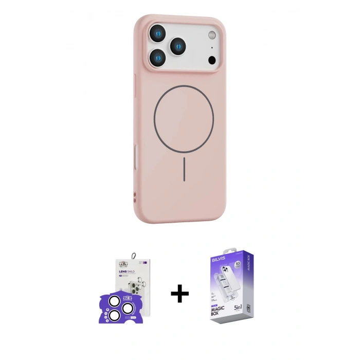 MARSİLYAN™- iPhone 17 Pro Max Kılıf Yankı Form Serisi - Siyah Bilvis 5in1 3D Magic Cam Ekran Koruyucu + Bilvis Titan Kamera Lens - GS