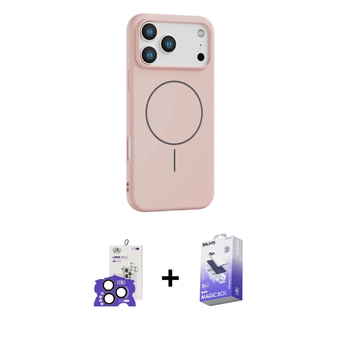 MARSİLYAN™- iPhone 17 Pro Max Kılıf Yankı Form Serisi - Siyah Bilvis 5in1 5D Magic Hayalet Cam Ekran Koruyucu + Bilvis Titan Kamera Lens - NLGY
