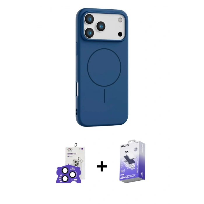 MARSİLYAN™- iPhone 17 Pro Max Kılıf Yankı Form Serisi - Siyah Bilvis 5in1 5D Magic Hayalet Cam Ekran Koruyucu + Bilvis Titan Kamera Lens - LT