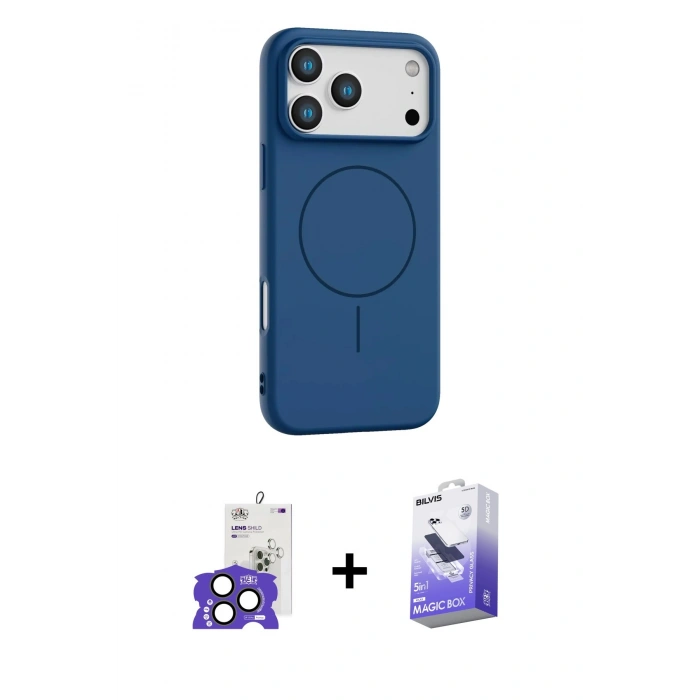 MARSİLYAN™- iPhone 17 Pro Max Kılıf Yankı Form Serisi - Siyah Bilvis 5in1 5D Magic Hayalet Cam Ekran Koruyucu + Bilvis Titan Kamera Lens - NLGY