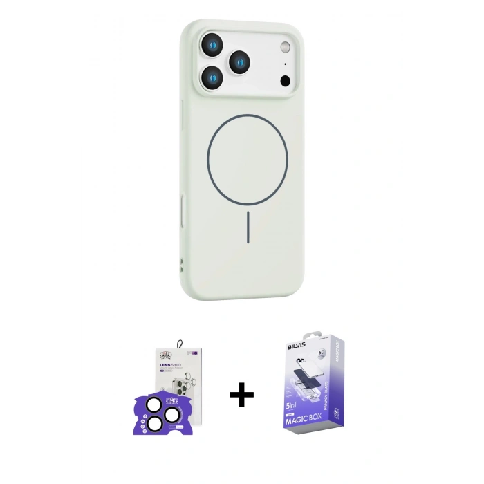 MARSİLYAN™- iPhone 17 Pro Max Kılıf Yankı Form Serisi - Siyah Bilvis 5in1 5D Magic Hayalet Cam Ekran Koruyucu + Bilvis Titan Kamera Lens - NLGY