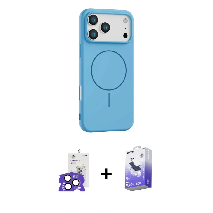 MARSİLYAN™- iPhone 17 Pro Max Kılıf Yankı Form Serisi - Siyah Bilvis 5in1 5D Magic Hayalet Cam Ekran Koruyucu + Bilvis Titan Kamera Lens - NLGY