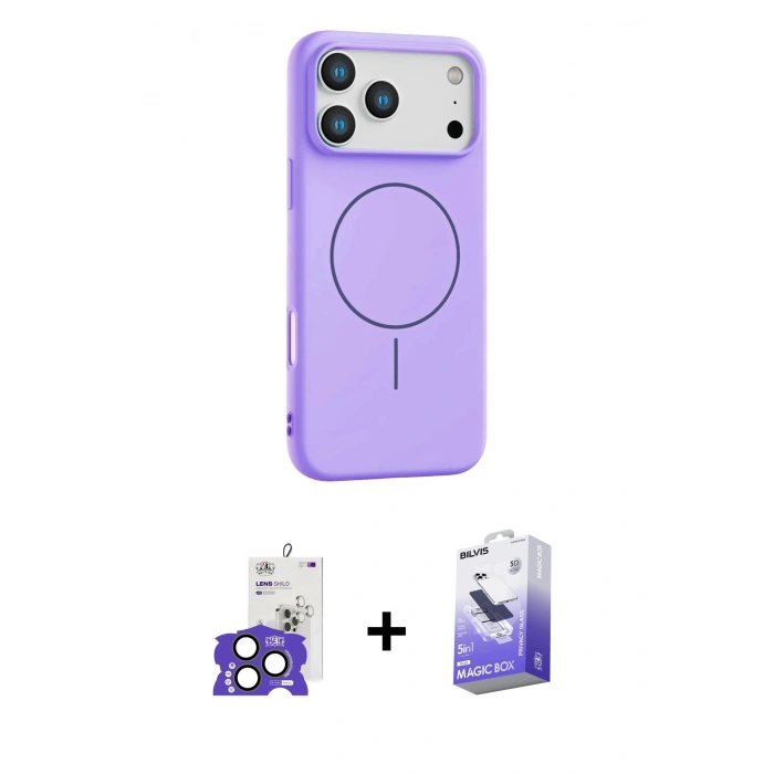 MARSİLYAN™- iPhone 17 Pro Max Kılıf Yankı Form Serisi - Siyah Bilvis 5in1 5D Magic Hayalet Cam Ekran Koruyucu + Bilvis Titan Kamera Lens - NLGY