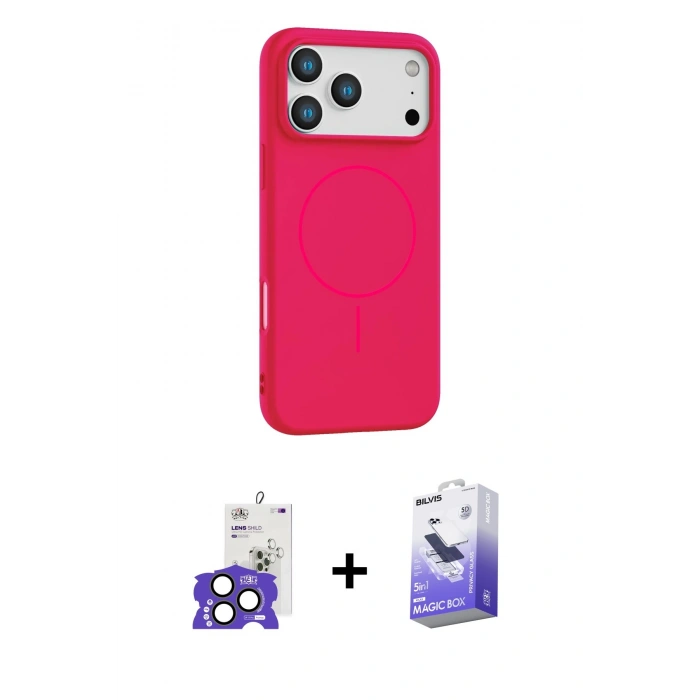 MARSİLYAN™- iPhone 17 Pro Max Kılıf Yankı Form Serisi - Siyah Bilvis 5in1 5D Magic Hayalet Cam Ekran Koruyucu + Bilvis Titan Kamera Lens - NLGY