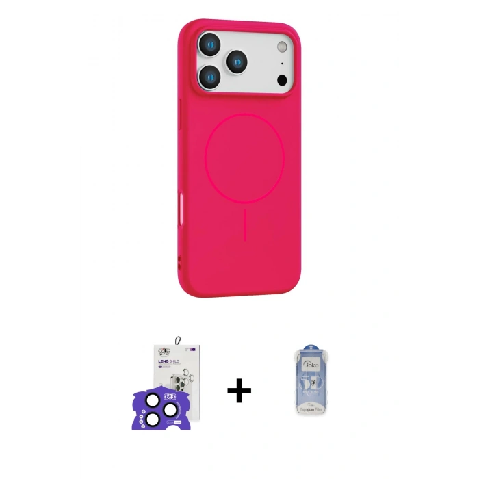 MARSİLYAN™- iPhone 17 Pro Max Kılıf Yankı Form Serisi - Siyah Joko Magic 5D Cam + Bilvis Titan Kamera Lens - LT