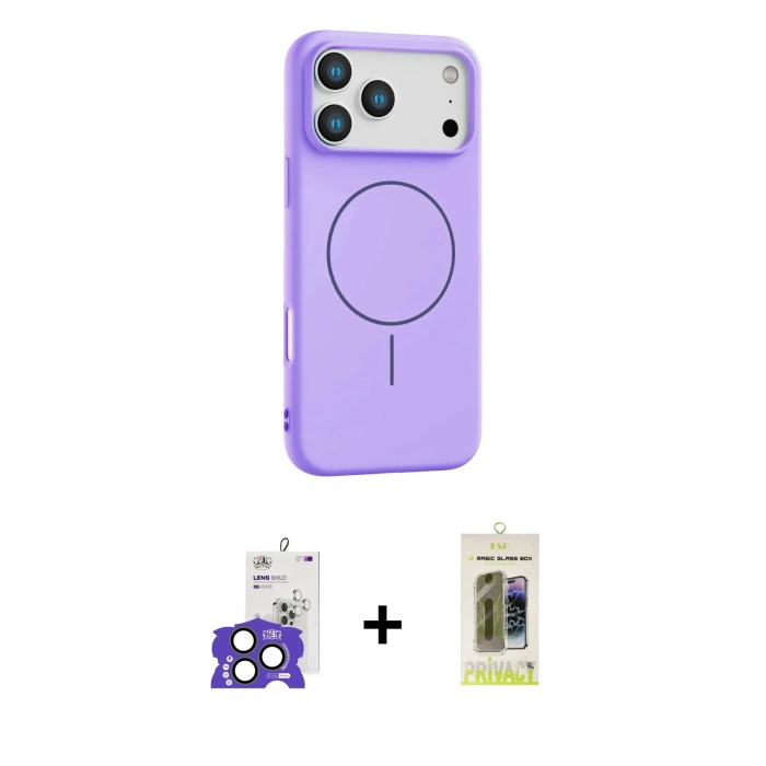 MARSİLYAN™- iPhone 17 Pro Max Kılıf Yankı Form Serisi - Siyah Joko Magic 5D Hayalet Cam + Bilvis Titan Kamera Lens - NLGY