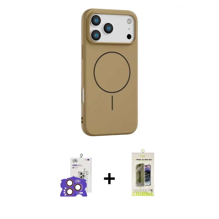 MARSİLYAN™- iPhone 17 Pro Max Kılıf Yankı Form Serisi - Siyah Joko Magic 5D Hayalet Cam + Turuncu Bilvis Titan Kamera Lens
