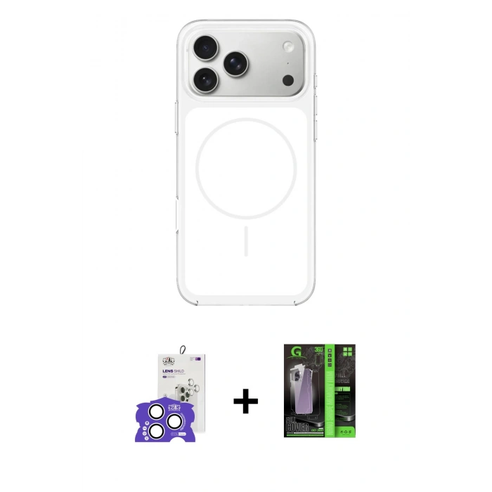 MARSİLYAN™- iPhone 17 Pro Max Kılıf Yankı Minimal Serisi - Siyah 360 Mat Full Body Arka Koruyucu + Bilvis Titan Kamera Lens - GS
