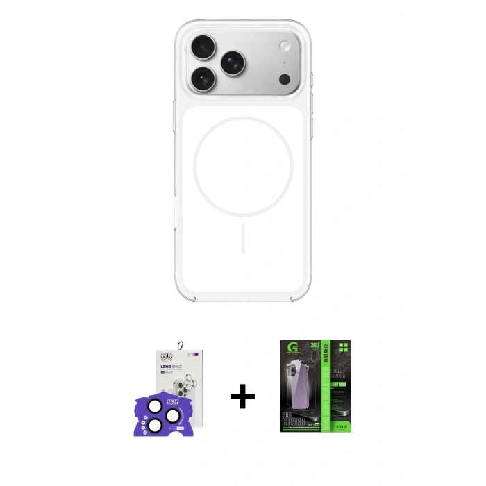 MARSİLYAN™- iPhone 17 Pro Max Kılıf Yankı Minimal Serisi - Siyah 360 Mat Full Body Arka Koruyucu + Bilvis Titan Kamera Lens - LT