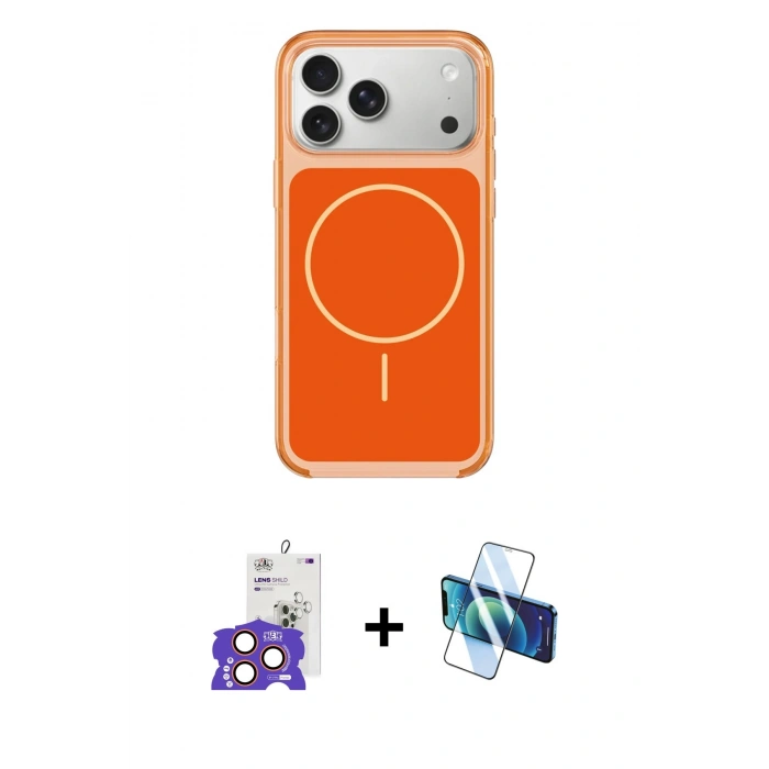 MARSİLYAN™- iPhone 17 Pro Max Kılıf Yankı Minimal Serisi - Siyah 3D Antistatik Cam Ekran Koruyucu + Bilvis Titan Kamera Lens - TU