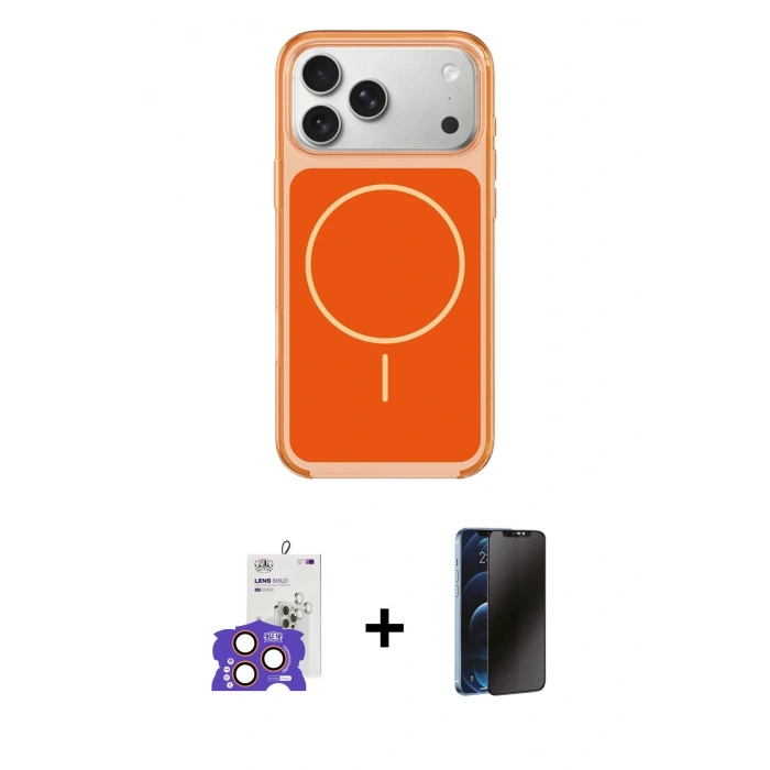 MARSİLYAN™- iPhone 17 Pro Max Kılıf Yankı Minimal Serisi - Siyah 3D Antistatik Hayalet Cam Ekran Koruyucu + Bilvis Titan Kamera Lens - TU