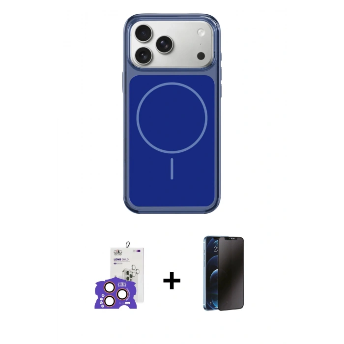 MARSİLYAN™- iPhone 17 Pro Max Kılıf Yankı Minimal Serisi - Siyah 3D Antistatik Hayalet Cam Ekran Koruyucu + Bilvis Titan Kamera Lens - TU