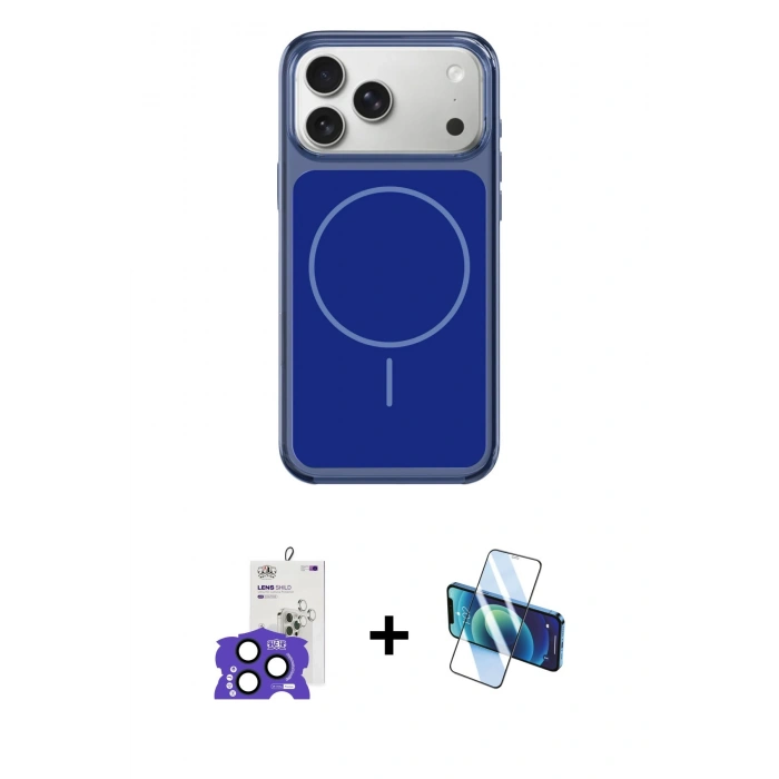 MARSİLYAN™- iPhone 17 Pro Max Kılıf Yankı Minimal Serisi - Siyah 3D Antistatik Seramik Nano Ekran Koruyucu + Bilvis Titan Kamera Lens - LT