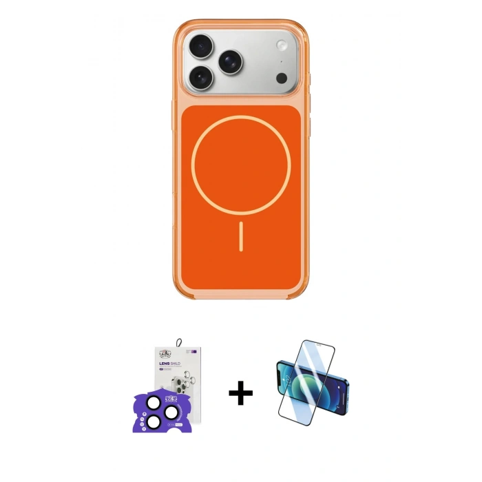 MARSİLYAN™- iPhone 17 Pro Max Kılıf Yankı Minimal Serisi - Siyah 3D Antistatik Seramik Nano Ekran Koruyucu + Bilvis Titan Kamera Lens - LT