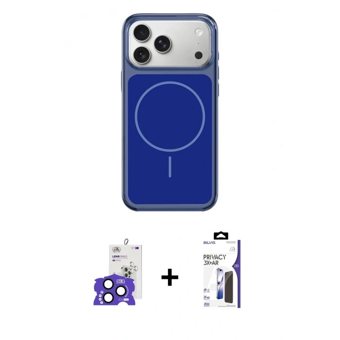 MARSİLYAN™- iPhone 17 Pro Max Kılıf Yankı Minimal Serisi - Siyah Bilvis 3X AR Hayalet Cam Ekran Koruyucu + Bilvis Titan Kamera Lens - LT