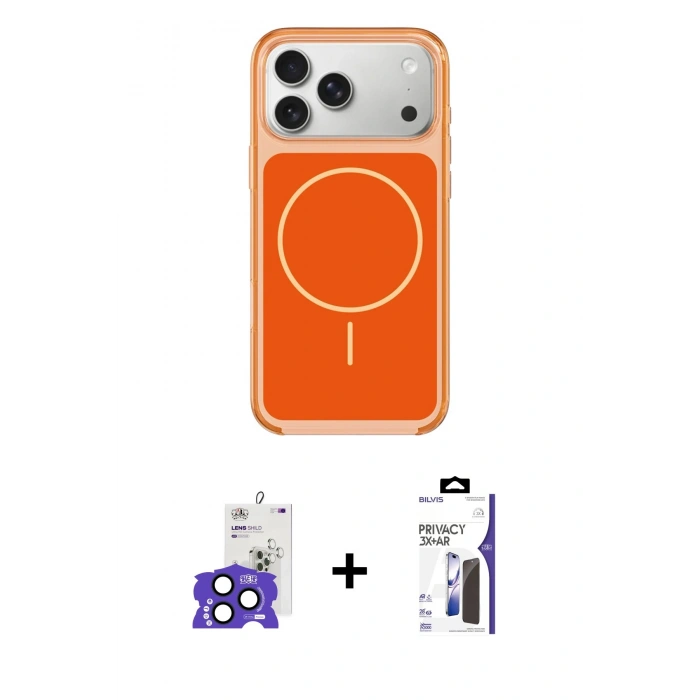 MARSİLYAN™- iPhone 17 Pro Max Kılıf Yankı Minimal Serisi - Siyah Bilvis 3X AR Hayalet Cam Ekran Koruyucu + Bilvis Titan Kamera Lens - LT