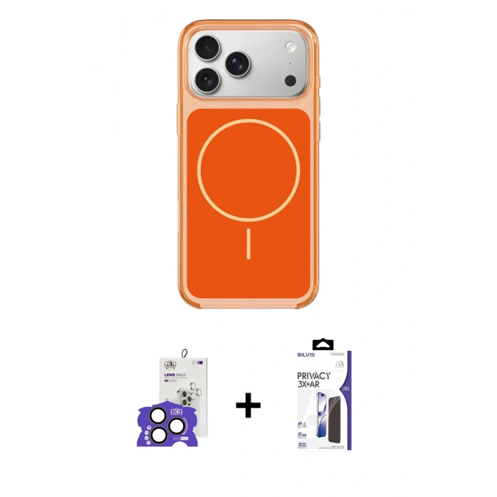 MARSİLYAN™- iPhone 17 Pro Max Kılıf Yankı Minimal Serisi - Siyah Bilvis 3X AR Hayalet Cam Ekran Koruyucu + Bilvis Titan Kamera Lens - NLGY