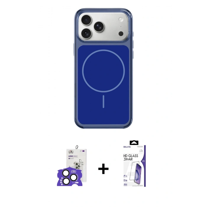 MARSİLYAN™- iPhone 17 Pro Max Kılıf Yankı Minimal Serisi - Siyah Bilvis 3X AR HD Cam Ekran Koruyucu + Bilvis Titan Kamera Lens - NLGY