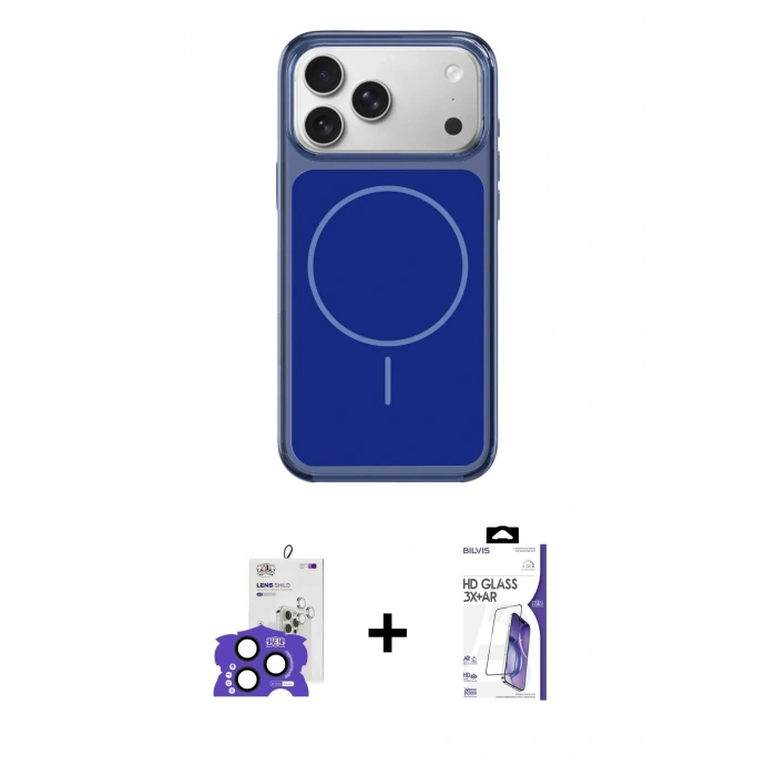 MARSİLYAN™- iPhone 17 Pro Max Kılıf Yankı Minimal Serisi - Siyah Bilvis 3X AR HD Cam Ekran Koruyucu + Bilvis Titan Kamera Lens - LT