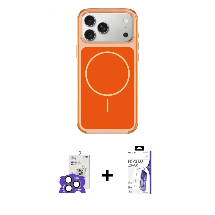 MARSİLYAN™- iPhone 17 Pro Max Kılıf Yankı Minimal Serisi - Siyah Bilvis 3X AR HD Cam Ekran Koruyucu + Bilvis Titan Kamera Lens - NLGY