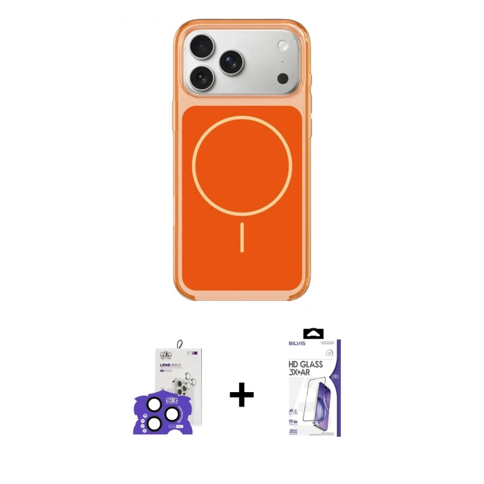 MARSİLYAN™- iPhone 17 Pro Max Kılıf Yankı Minimal Serisi - Siyah Bilvis 3X AR HD Cam Ekran Koruyucu + Bilvis Titan Kamera Lens - LT