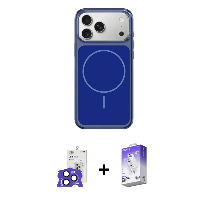 MARSİLYAN™- iPhone 17 Pro Max Kılıf Yankı Minimal Serisi - Siyah Bilvis 5in1 3D Magic Cam Ekran Koruyucu + Bilvis Titan Kamera Lens - LT