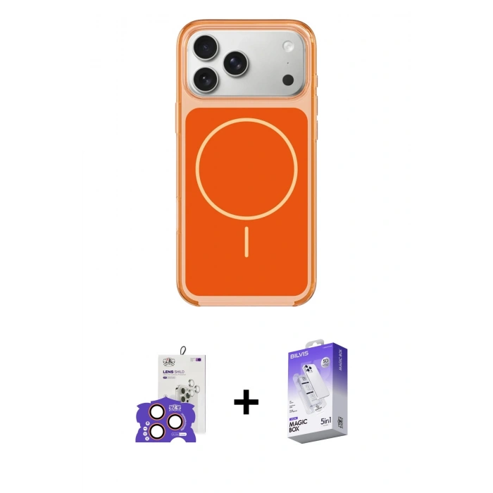 MARSİLYAN™- iPhone 17 Pro Max Kılıf Yankı Minimal Serisi - Siyah Bilvis 5in1 3D Magic Cam Ekran Koruyucu + Bilvis Titan Kamera Lens - TU