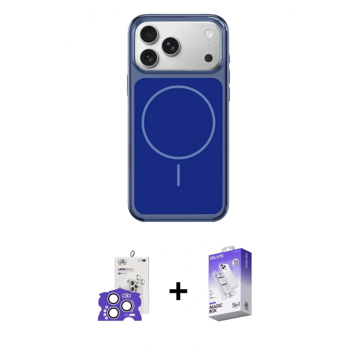 MARSİLYAN™- iPhone 17 Pro Max Kılıf Yankı Minimal Serisi - Siyah Bilvis 5in1 3D Magic Cam Ekran Koruyucu + Bilvis Titan Kamera Lens - GS
