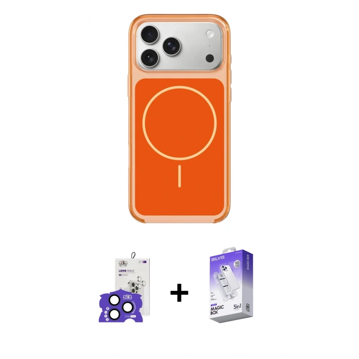 MARSİLYAN™- iPhone 17 Pro Max Kılıf Yankı Minimal Serisi - Siyah Bilvis 5in1 3D Magic Cam Ekran Koruyucu + Bilvis Titan Kamera Lens - LT