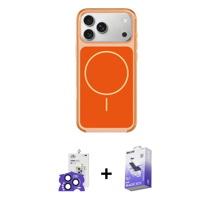 MARSİLYAN™- iPhone 17 Pro Max Kılıf Yankı Minimal Serisi - Siyah Bilvis 5in1 5D Magic Hayalet Cam Ekran Koruyucu + Bilvis Titan Kamera Lens - LT