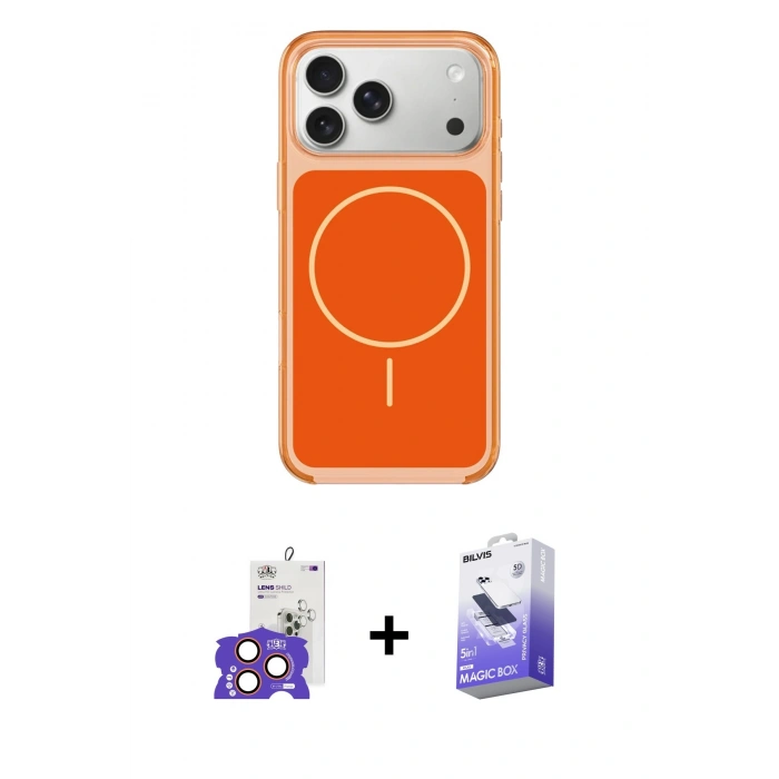 MARSİLYAN™- iPhone 17 Pro Max Kılıf Yankı Minimal Serisi - Siyah Bilvis 5in1 5D Magic Hayalet Cam Ekran Koruyucu + Bilvis Titan Kamera Lens - TU