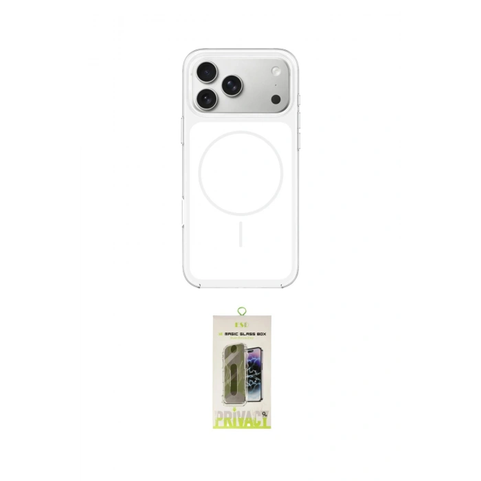 MARSİLYAN™- iPhone 17 Pro Max Kılıf Yankı Minimal Serisi - Siyah Joko Magic 5D Hayalet Cam
