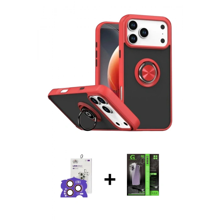 MARSİLYAN™- iPhone 17 Pro Max Kılıf Yörünge Çizgi - Şeffaf 360 Full Body Arka Koruyucu + Bilvis Titan Kamera Lens - TU