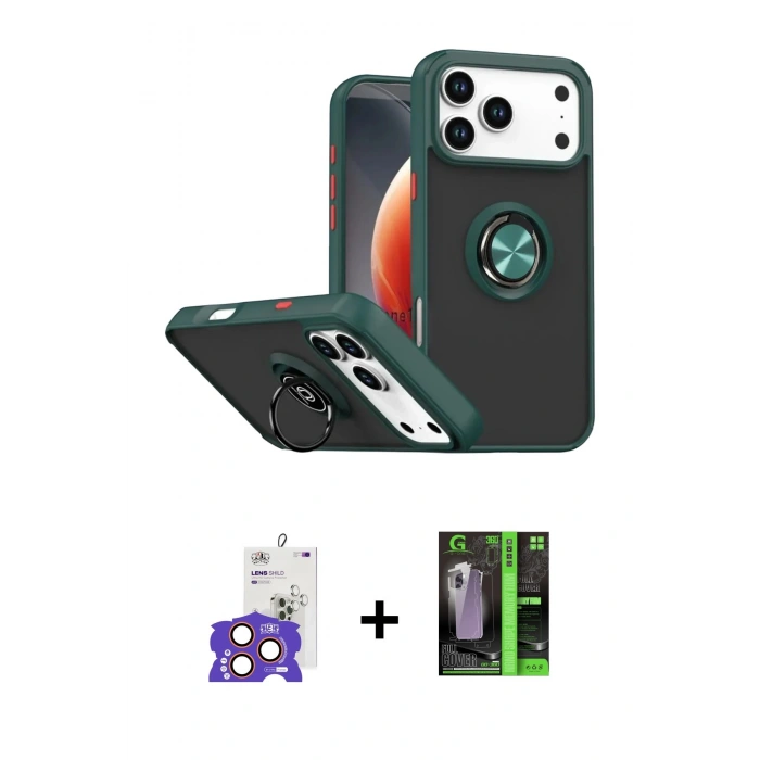 MARSİLYAN™- iPhone 17 Pro Max Kılıf Yörünge Çizgi - Şeffaf 360 Full Body Arka Koruyucu + Bilvis Titan Kamera Lens - TU