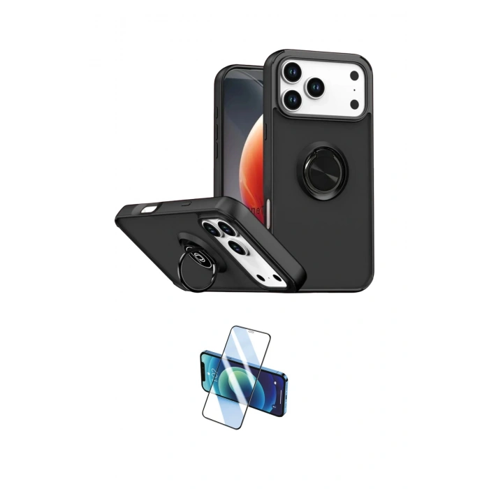 MARSİLYAN™- iPhone 17 Pro Max Kılıf Yörünge Çizgi - Siyah 3D Antistatik Seramik Nano Ekran Koruyucu