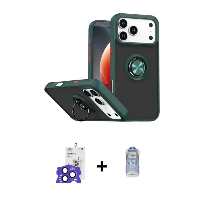 MARSİLYAN™- iPhone 17 Pro Max Kılıf Yörünge Çizgi - Siyah Joko Magic 5D Cam + Bilvis Titan Kamera Lens - LT