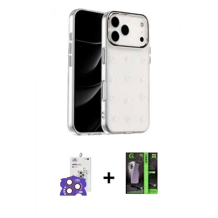 MARSİLYAN™- iPhone 17 Pro Max Kılıf Yörünge Form - Şeffaf 360 Full Body Arka Koruyucu + Bilvis Titan Kamera Lens - TU