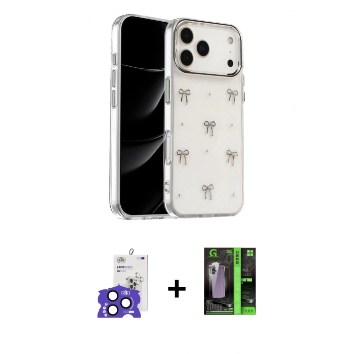 MARSİLYAN™- iPhone 17 Pro Max Kılıf Yörünge Form - Şeffaf 360 Full Body Arka Koruyucu + Bilvis Titan Kamera Lens - LT