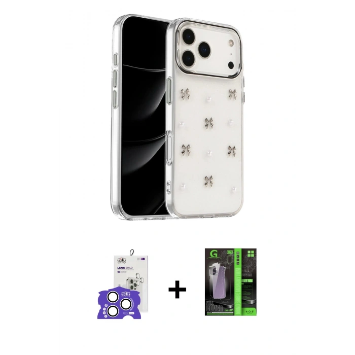 MARSİLYAN™- iPhone 17 Pro Max Kılıf Yörünge Form - Siyah 360 Mat Full Body Arka Koruyucu + Bilvis Titan Kamera Lens - GS