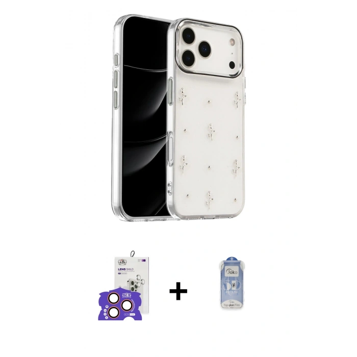 MARSİLYAN™- iPhone 17 Pro Max Kılıf Yörünge Form - Siyah Joko Magic 5D Cam + Bilvis Titan Kamera Lens - TU