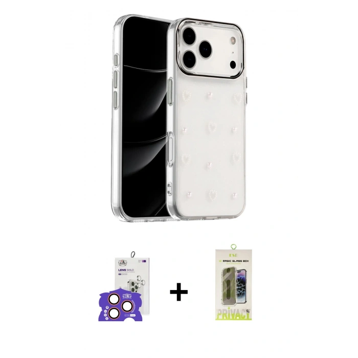 MARSİLYAN™- iPhone 17 Pro Max Kılıf Yörünge Form - Siyah Joko Magic 5D Hayalet Cam + Turuncu Bilvis Titan Kamera Lens