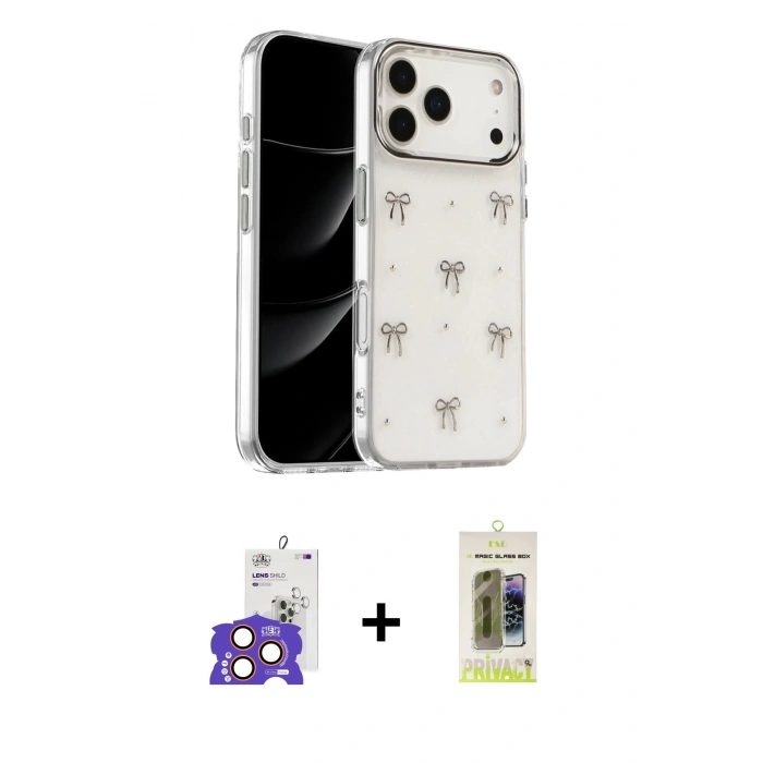 MARSİLYAN™- iPhone 17 Pro Max Kılıf Yörünge Form - Siyah Joko Magic 5D Hayalet Cam + Turuncu Bilvis Titan Kamera Lens